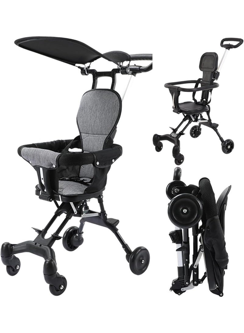 Compact baby stroller, lightweight travel stroller with adjustable handles and backrest, folds with one hand, for in-flight storage, shopping, walking and travel - Image 1